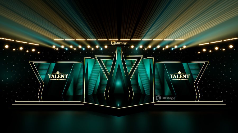 Luxury Golden Award Stage with Star Frame Design